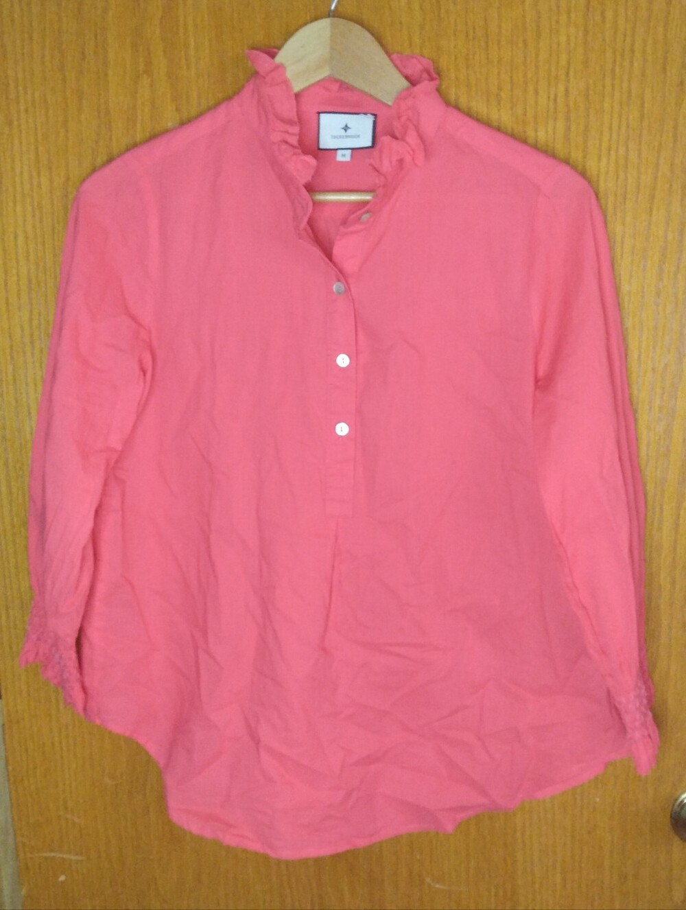 New Tuckernuck Poppy Red Teagan Popover Shirt Size M - Picture 6 of 13